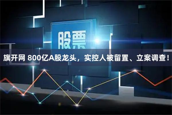 旗开网 800亿A股龙头，实控人被留置、立案调查！